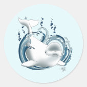 Belugawalvis Blauw Ronde Sticker (Voorkant)