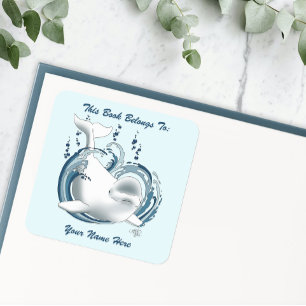 Belugawalvis Blauwe Boekplaat Vierkante Sticker