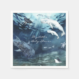 Belugawalvis   Oceaan Baby Shower Servetten