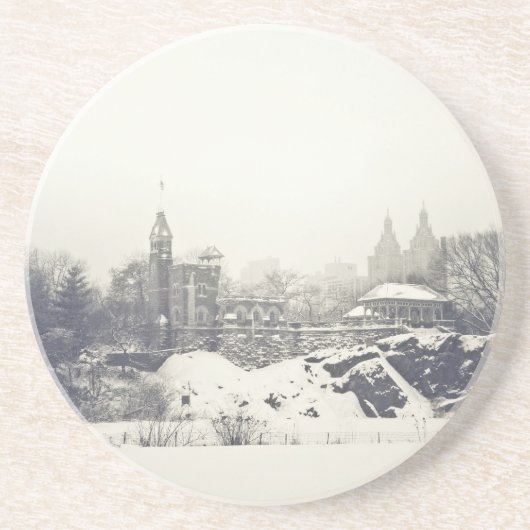 Belvedere Castle in the Winter in Central Park Zandsteen Onderzetter (Voorkant)
