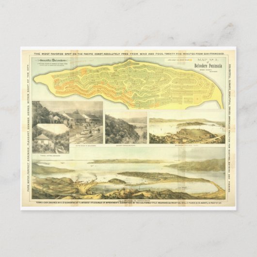 Belvedere Peninsula, Marin County, ca. 1890.  Briefkaart (Voorkant)