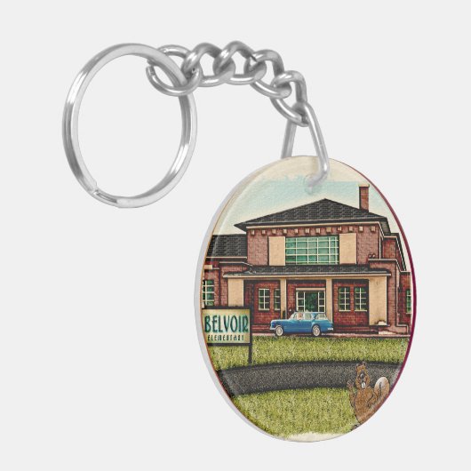 Belvoir Elementary Alumni (gepersonaliseerd) Sleutelhanger (Voorkant Links)