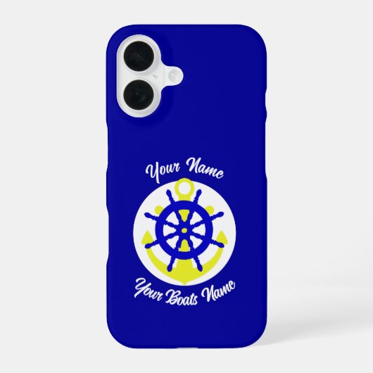 Bemande bootanker gepersonaliseerd iPhone 16 hoesje (Achterkant)