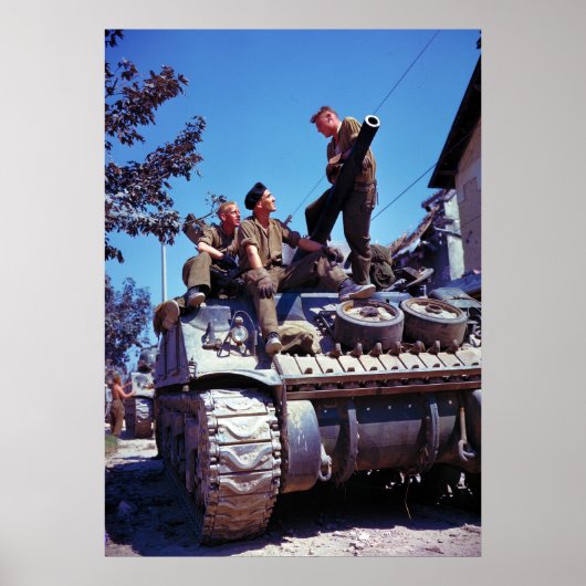 Bemanner van een Shermantank ten zuiden van Vaucel Poster (Voorkant)
