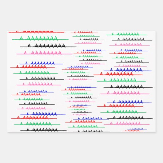 Bemanning Race Roeiers - Vijf boten Inpakpapier Vel (Voorkant 3)