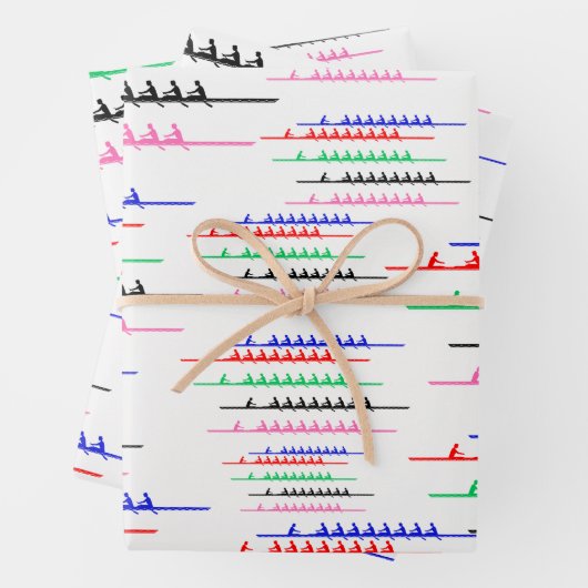 Bemanning Race Roeiers - Vijf boten Inpakpapier Vel (In situ)