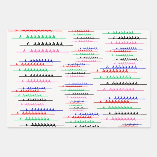 Bemanning Race Roeiers - Vijf boten Inpakpapier Vel (Voorkant)