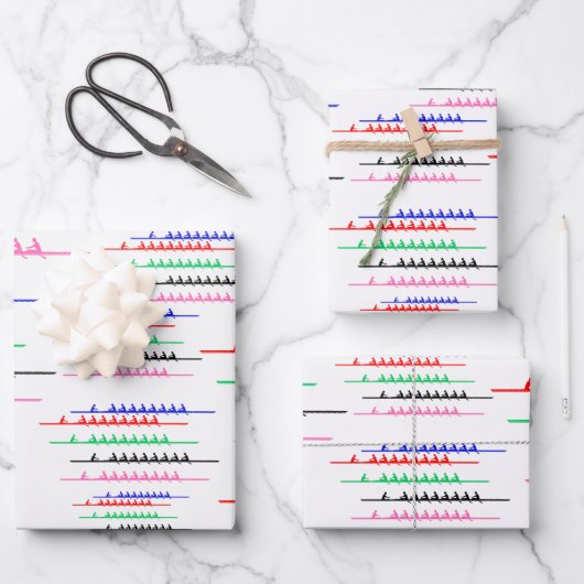 Bemanning Race Roeiers - Vijf boten Inpakpapier Vel (Voorkant)