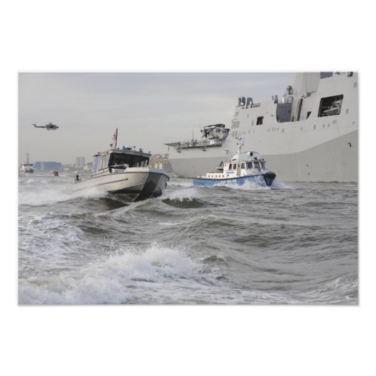 Bemanningen van de kustwacht en de politie foto afdruk (Voorkant)