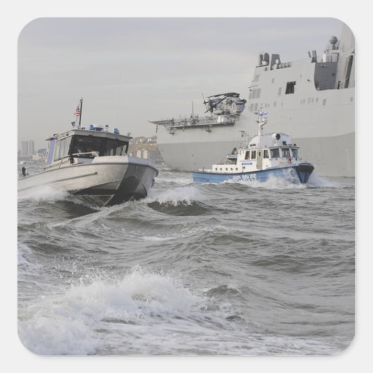 Bemanningen van de kustwacht en de politie vierkante sticker (Voorkant)