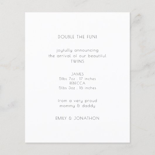 Bemanningsaankondiging budgetminimalistische tweel (Achterkant)