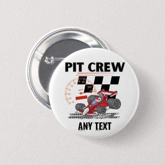 Bemanningsfeest met pit-bemanning ronde button 5,7 cm (Voorkant /achterkant)