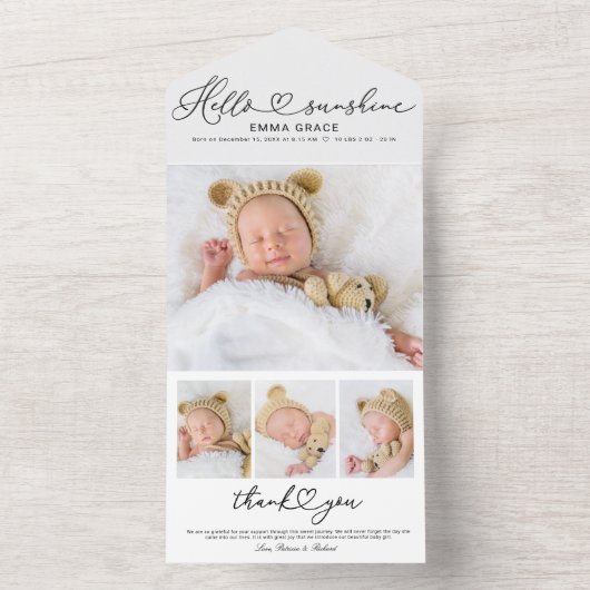 Bemanningskaarten voor foto's in script all in one uitnodiging (Binnen)