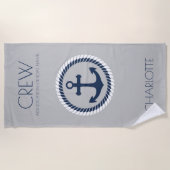 Bemanningslid Nautical Anchor Boat Name Persoonlij Strandlaken (Voorkant)