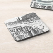 bemanningsrijzen met veel toeschouwers bier onderzetter (Linkerzijde)