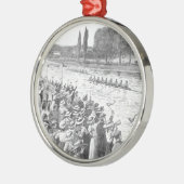  bemanningsrijzen met veel toeschouwers metalen ornament (Links)