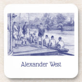  bemanningsroeiers in de boot aan de haven bier onderzetter (Voorkant)