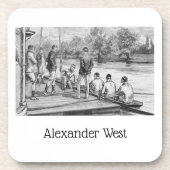  bemanningsroeiers in de boot aan de haven bier onderzetter (Voorkant)