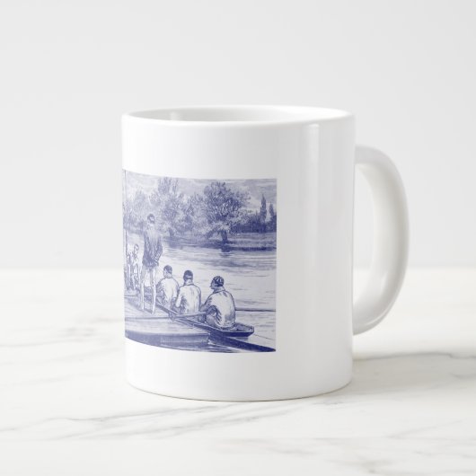 bemanningsroeiers in de boot aan de haven grote koffiekop (Voorkant rechts)