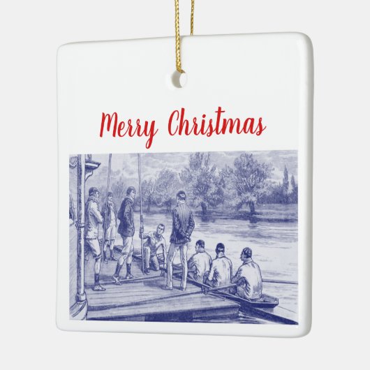  bemanningsroeiers in de boot aan de haven keramisch ornament (Links)