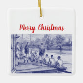  bemanningsroeiers in de boot aan de haven keramisch ornament (Voorkant)