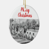 bemanningsroeiers in de boot aan de haven keramisch ornament (Rechts)