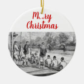  bemanningsroeiers in de boot aan de haven keramisch ornament (Voorkant)