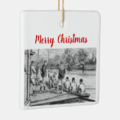 bemanningsroeiers in de boot aan de haven keramisch ornament (Rechts)