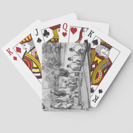  bemanningsroeiers in de boot aan de haven pokerkaarten (Achterkant)