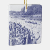  bemanningsroosters met veel toeschouwers blauw keramisch ornament (Rechts)