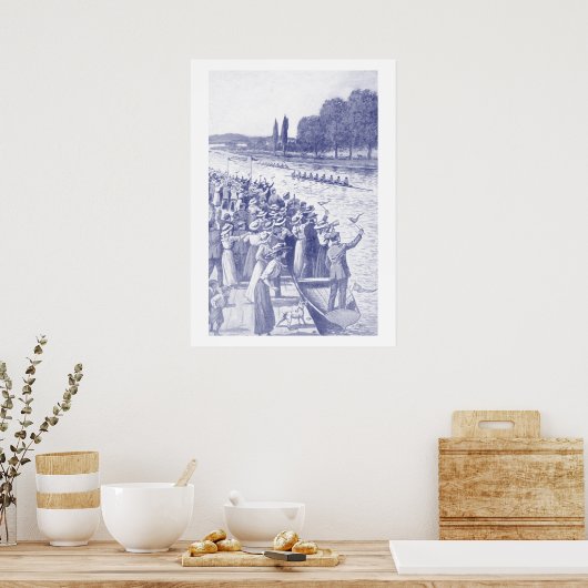  bemanningsroosters met veel toeschouwers blauw poster (Keuken)