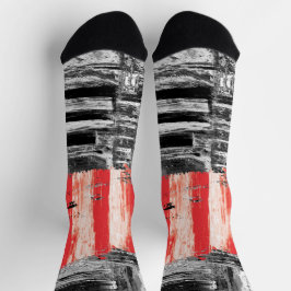 Bemanningssokken – Roode Polsslag Abstract Design Sokken
