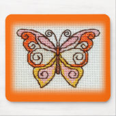 Bembroiderkruis met de hand van de vlinder muismat (Voorkant)
