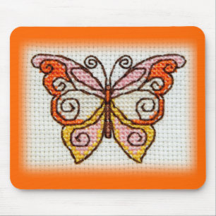 Bembroiderkruis met de hand van de vlinder muismat