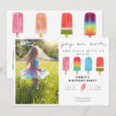 Bemiddag Uitnodiging Foto Pop op over populaties (Voorkant / Achterkant)