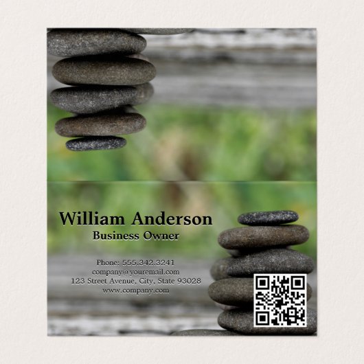 bemiddeling | gestapeld gesteente | QR-code Visitekaartje (Buitenkant ongevouwen)