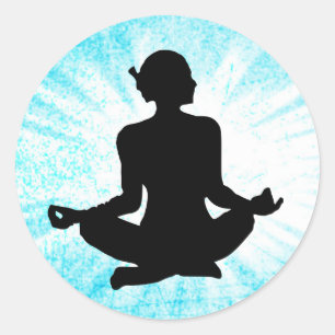 Bemiddeling Zen Woman Black en Blue Sunburst Ronde Sticker