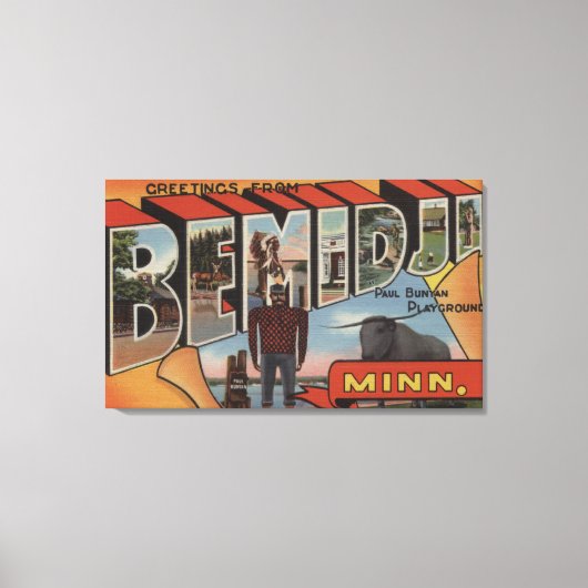 Bemidji, Minnesota - Grote lettertjes Canvas Afdruk (Voorkant)