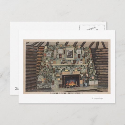 Bemidji, MN - Uitzicht van de Fireplace of States Briefkaart (Voorkant / Achterkant)