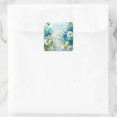 Beminde Blauwe Bloeiende Bruiloftsdouche Vierkante Sticker (Tas)