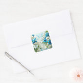 Beminde Blauwe Bloeiende Bruiloftsdouche Vierkante Sticker (Envelop)