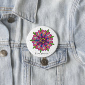 Beminde jezelf mandala bloemen ronde button 7,6 cm (In situ)