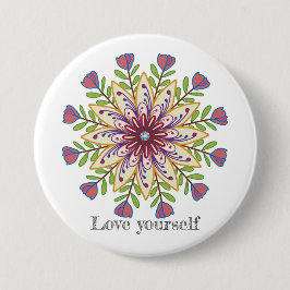 Beminde jezelf mandala bloemen ronde button 7,6 cm