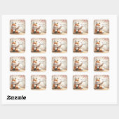 Beminde vossticker met een zweem van fantasie vierkante sticker (Vel)
