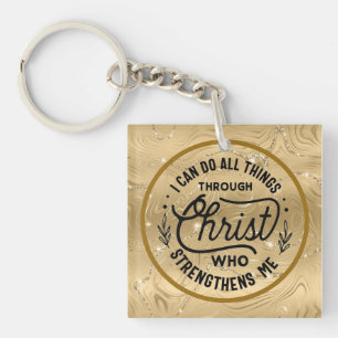 Bemoedigende Bijbelvers met Elegant Glanzend Goud Sleutelhanger