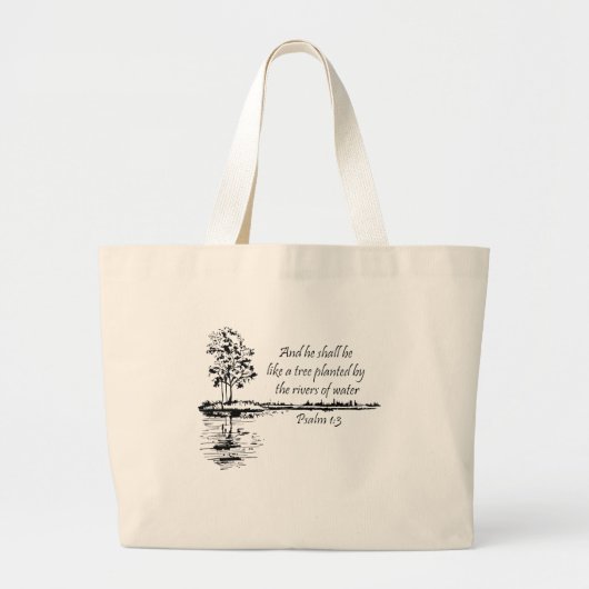 Bemoedigende Schrift Psalm 1:3 Grote Tote Bag (Voorkant)