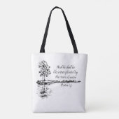 Bemoedigende Schrift Psalm 1:3 Tote Bag (Achterkant)