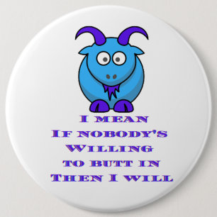 Bemoeizieke BILLY geit T-shirts mokken stickers Ronde Button 6,0 Cm