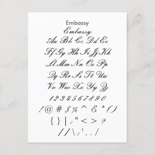 Bemonsteringsblad voor Zazzle-lettertype Briefkaart