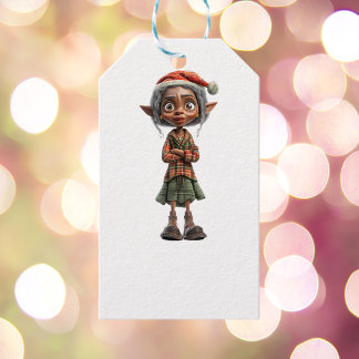 Bemused Oma Christmas Elf White Gift Label Cadeaulabel